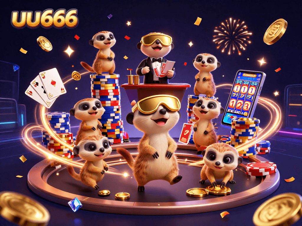Experience the thrill of uu666 with meerkats at a casino, showcasing various gambling excitement.