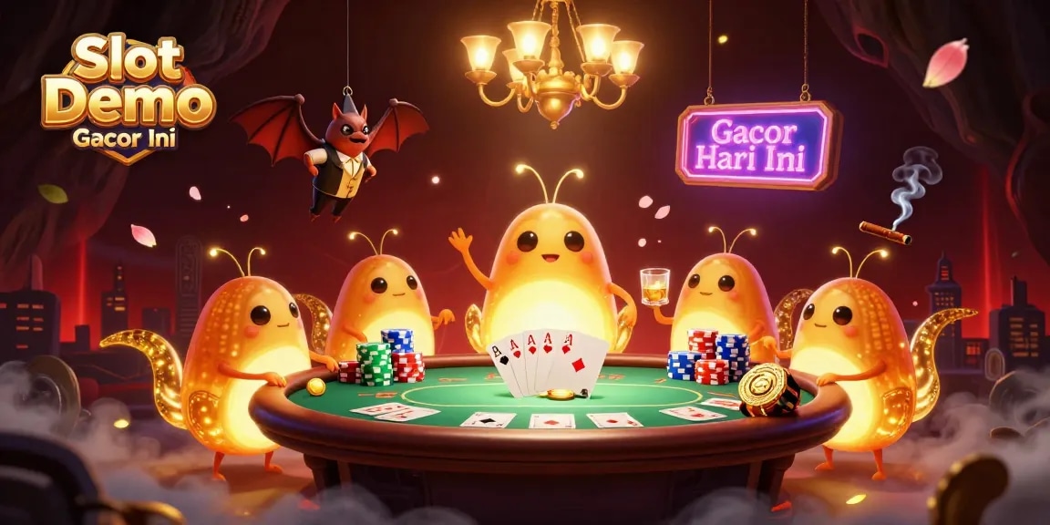 Experience thrilling Slot Demo Gacor Hari Ini in a vibrant cave casino illuminated by glowing glowworms.