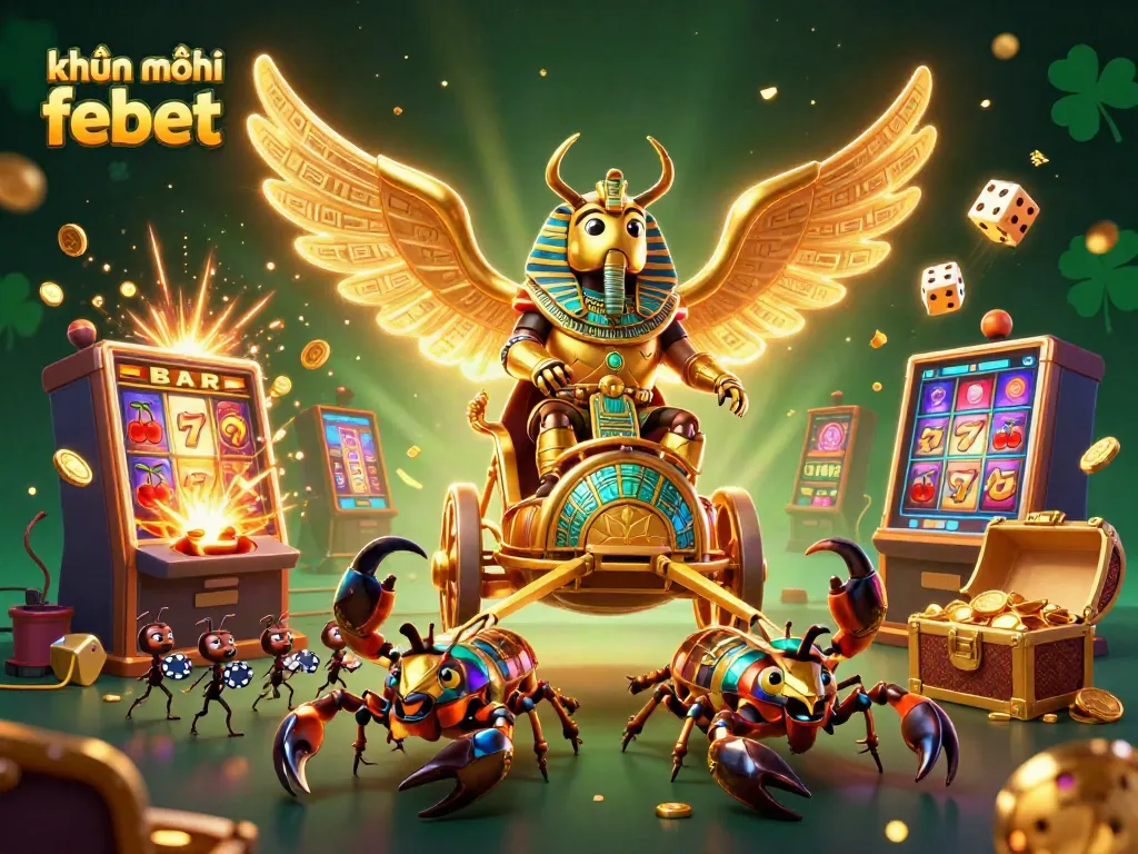 Experience the excitement of khuyến mãi febet with a dynamic 3D illustration of casino characters.