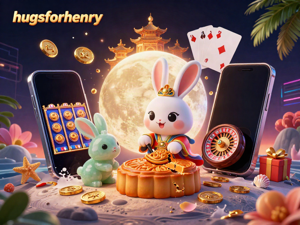 Engaging gaming scene with hugsforhenry characters celebrating wins among vibrant casino elements.