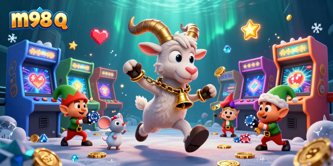 Experience the excitement of m98 q as Krampus and friends hustle in a lively casino.